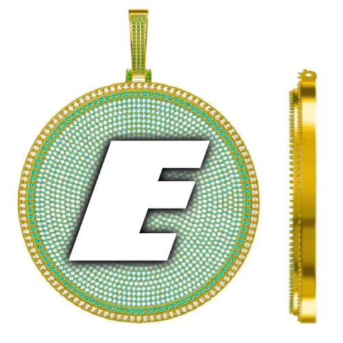 CUSTOM LETTER NECKLACE 3D BIG DISC sold by The GUU Shop