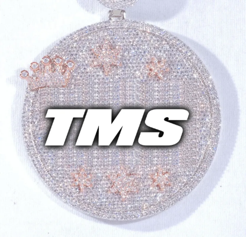 CUSTOM LETTER NECKLACE 3D BIG CROWN DISC sold by The GUU Shop