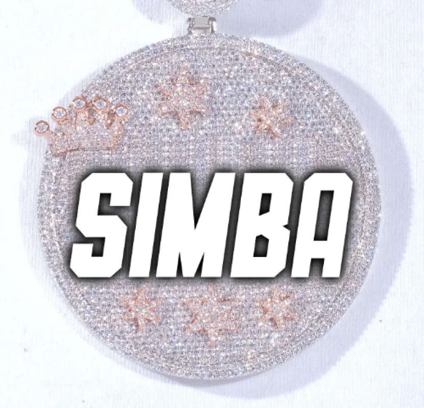 CUSTOM LETTER NECKLACE 3D BIG CROWN DISC sold by The GUU Shop