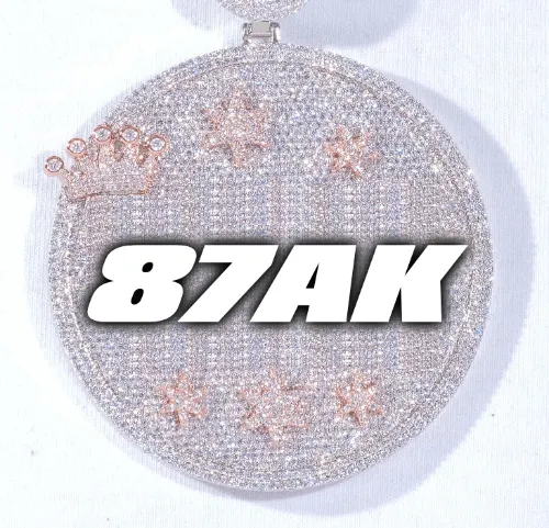 CUSTOM LETTER NECKLACE 3D BIG CROWN DISC sold by The GUU Shop