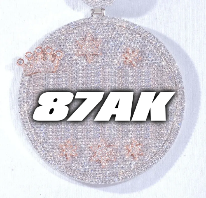 CUSTOM LETTER NECKLACE 3D BIG CROWN DISC made by The GUU Shop