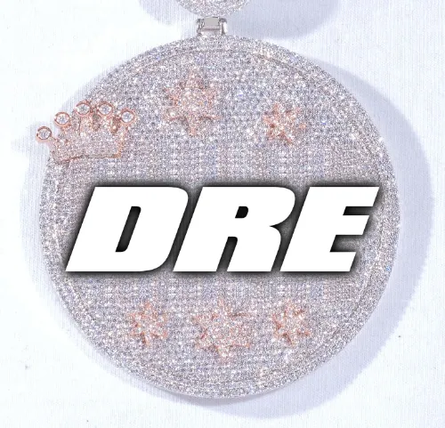 CUSTOM LETTER NECKLACE 3D BIG CROWN DISC sold by The GUU Shop