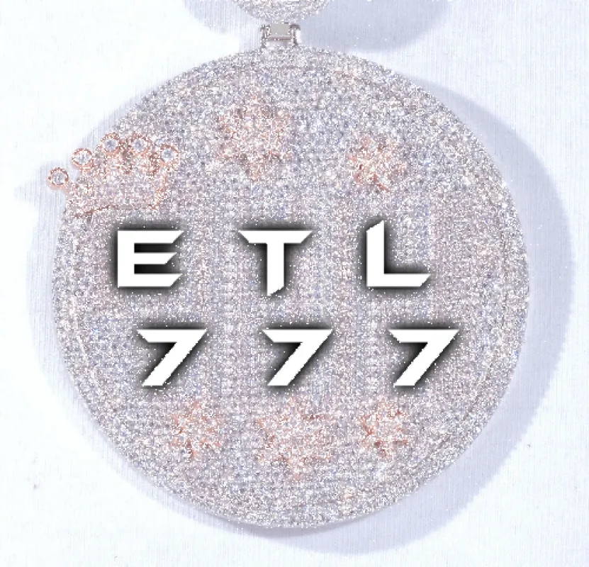 CUSTOM LETTER NECKLACE 3D BIG CROWN DISC sold by The GUU Shop