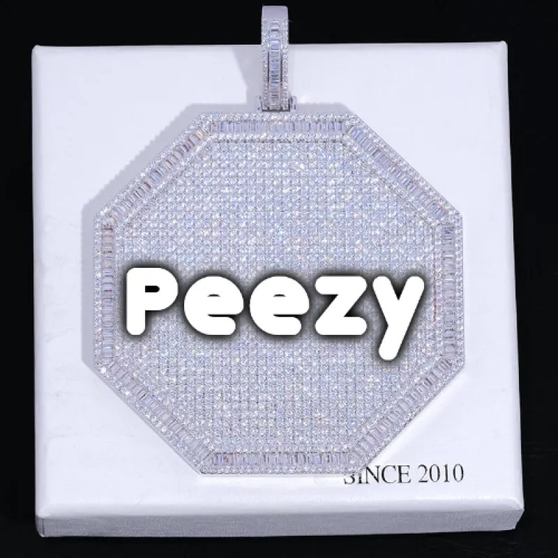 CUSTOM LETTER NECKLACE 3D BIG OCTAGON sold by The GUU Shop