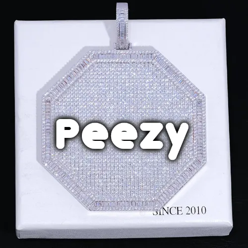 CUSTOM LETTER NECKLACE 3D BIG OCTAGON sold by The GUU Shop