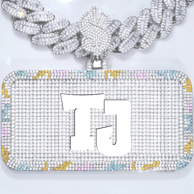 CUSTOM LETTER NECKLACE 3D COLORFUL SQUARE sold by The GUU Shop