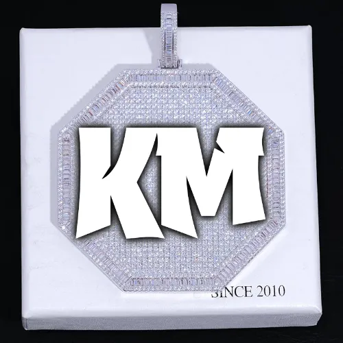 CUSTOM LETTER NECKLACE 3D BIG OCTAGON sold by The GUU Shop