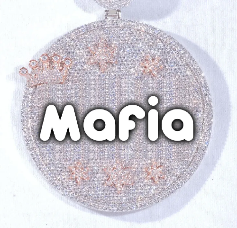 CUSTOM LETTER NECKLACE 3D BIG CROWN DISC sold by The GUU Shop