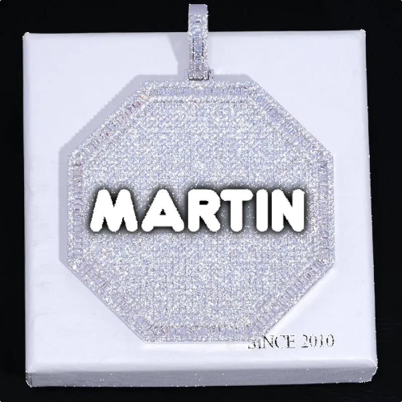 CUSTOM LETTER NECKLACE 3D BIG OCTAGON sold by The GUU Shop