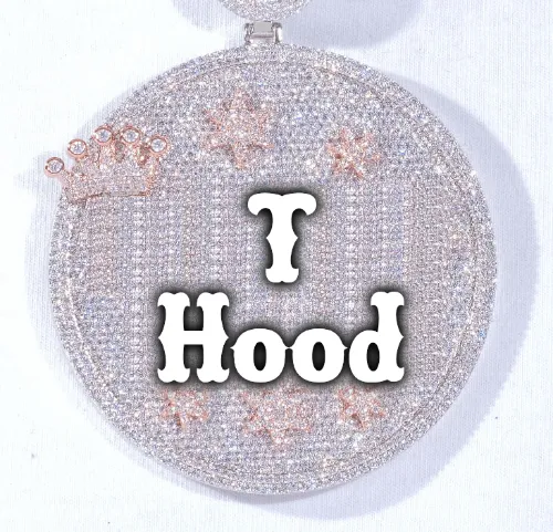 CUSTOM LETTER NECKLACE 3D BIG CROWN DISC sold by The GUU Shop