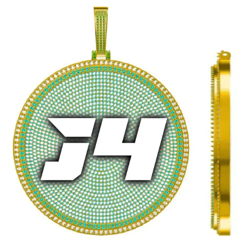 CUSTOM LETTER NECKLACE 3D BIG DISC sold by The GUU Shop