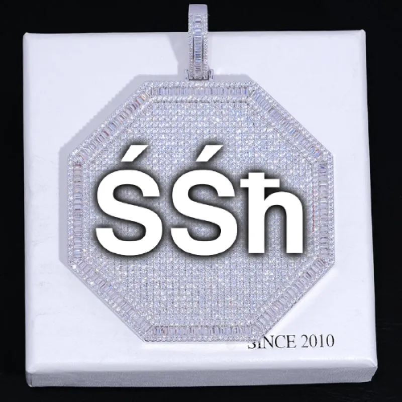 CUSTOM LETTER NECKLACE 3D BIG OCTAGON sold by The GUU Shop