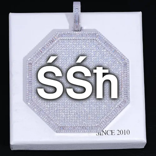 CUSTOM LETTER NECKLACE 3D BIG OCTAGON sold by The GUU Shop