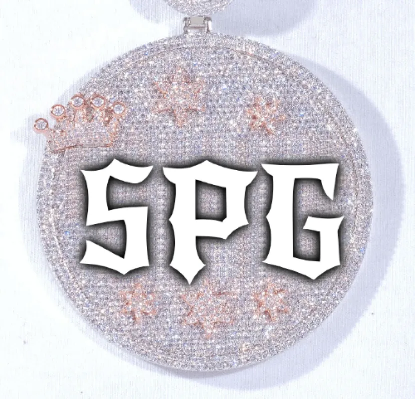 CUSTOM LETTER NECKLACE 3D BIG CROWN DISC sold by The GUU Shop
