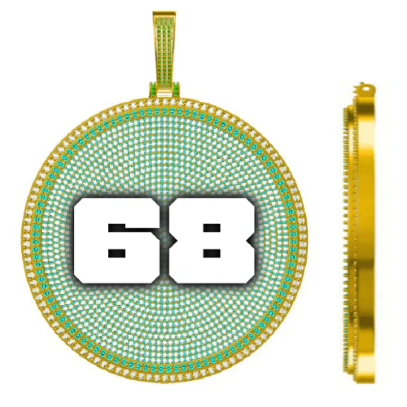 CUSTOM LETTER NECKLACE 3D BIG DISC sold by The GUU Shop