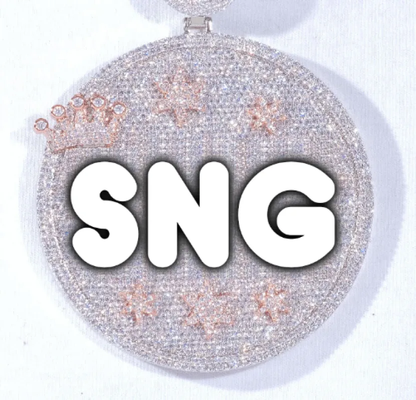 CUSTOM LETTER NECKLACE 3D BIG CROWN DISC sold by The GUU Shop