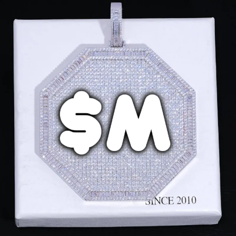 CUSTOM LETTER NECKLACE 3D BIG OCTAGON sold by The GUU Shop