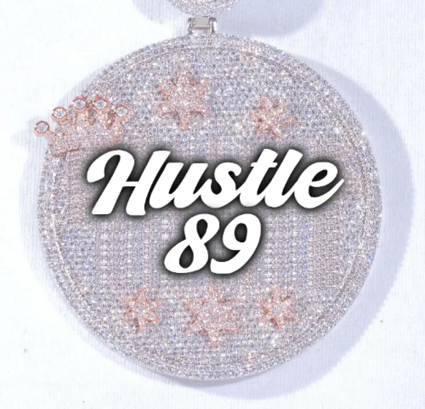 CUSTOM LETTER NECKLACE 3D BIG CROWN DISC sold by The GUU Shop