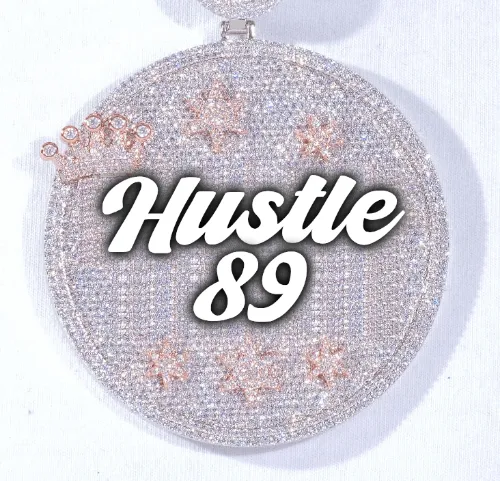 CUSTOM LETTER NECKLACE 3D BIG CROWN DISC sold by The GUU Shop