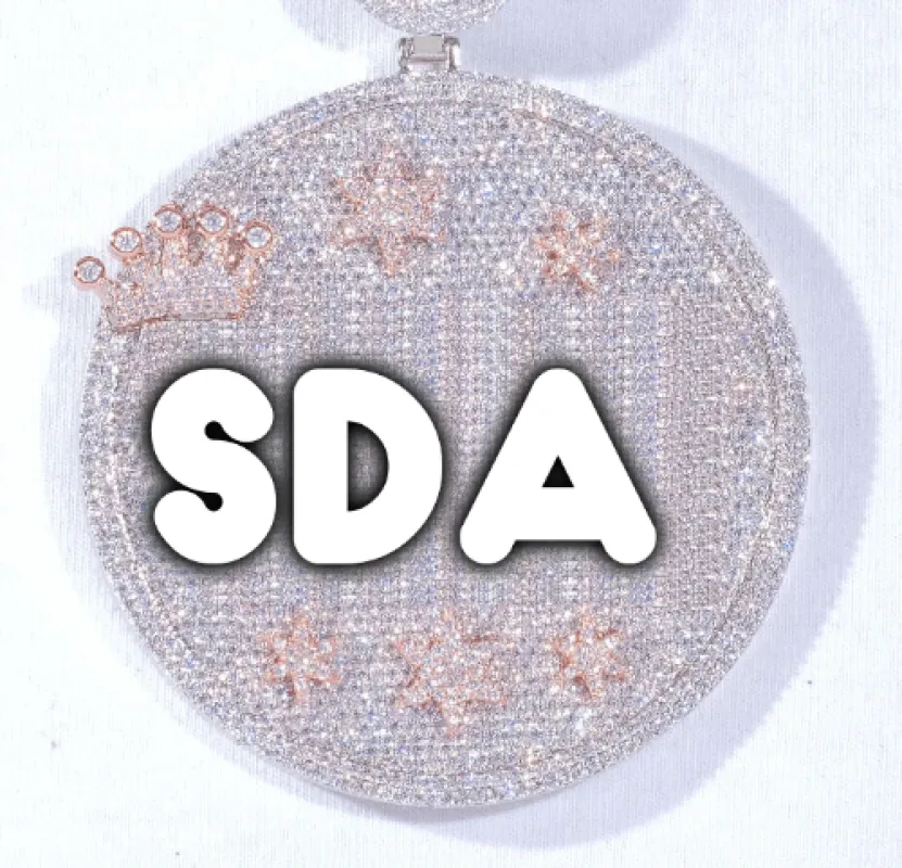 CUSTOM LETTER NECKLACE 3D BIG CROWN DISC made by The GUU Shop