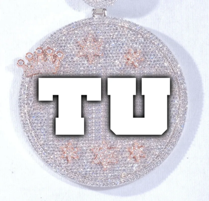 CUSTOM LETTER NECKLACE 3D BIG CROWN DISC sold by The GUU Shop