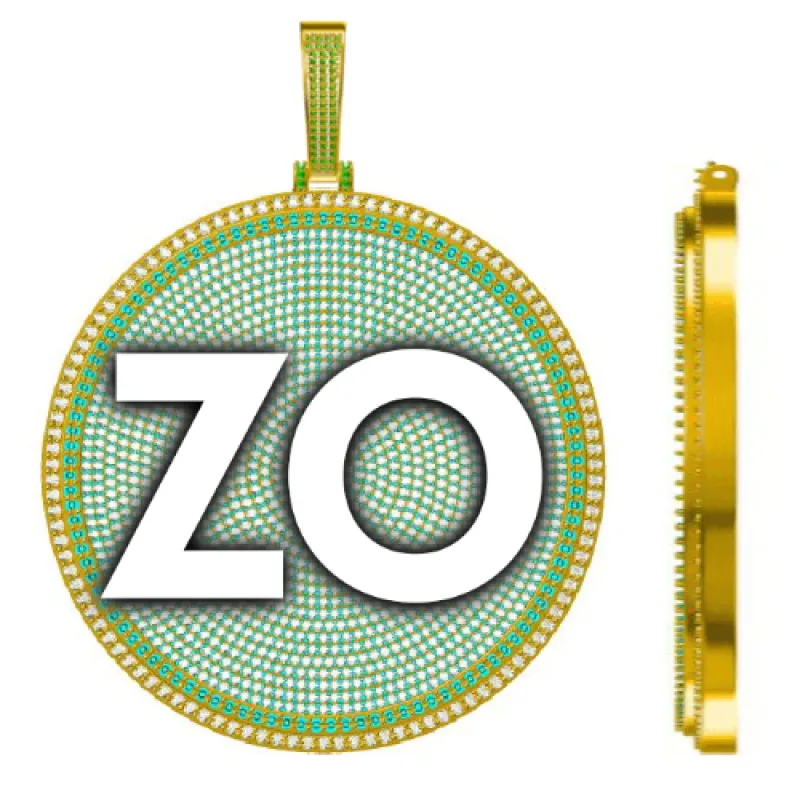 CUSTOM LETTER NECKLACE 3D BIG DISC sold by The GUU Shop