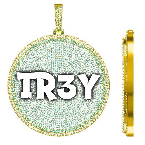 CUSTOM LETTER NECKLACE 3D BIG DISC sold by The GUU Shop