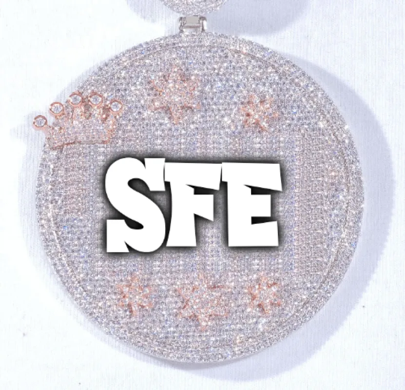 CUSTOM LETTER NECKLACE 3D BIG CROWN DISC sold by The GUU Shop