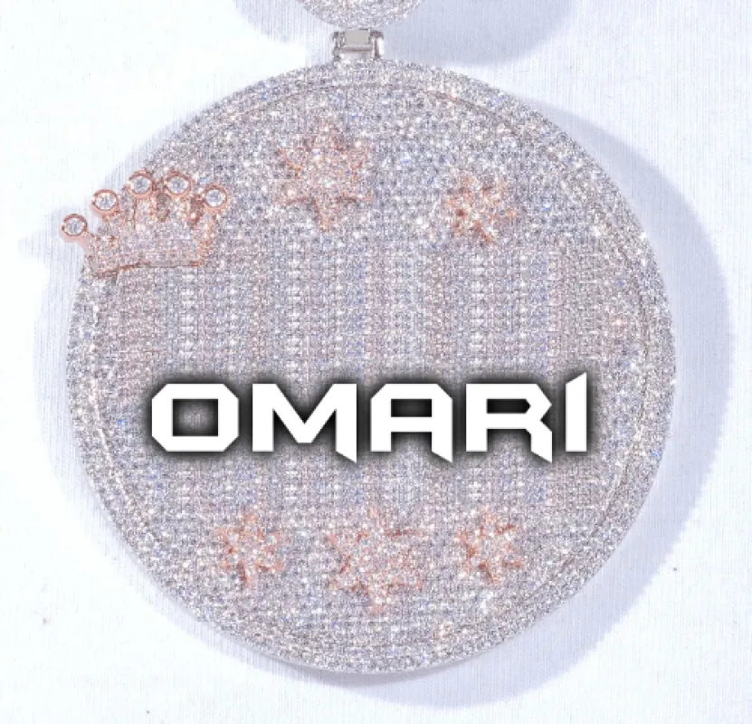 CUSTOM LETTER NECKLACE 3D BIG CROWN DISC sold by The GUU Shop