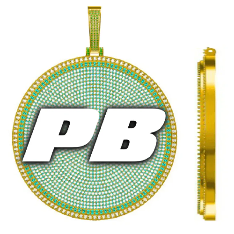 CUSTOM LETTER NECKLACE 3D BIG DISC sold by The GUU Shop