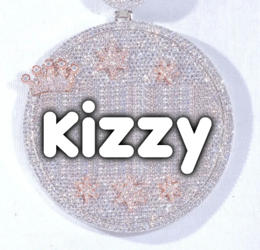 CUSTOM LETTER NECKLACE 3D BIG CROWN DISC sold by The GUU Shop