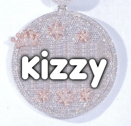 CUSTOM LETTER NECKLACE 3D BIG CROWN DISC sold by The GUU Shop