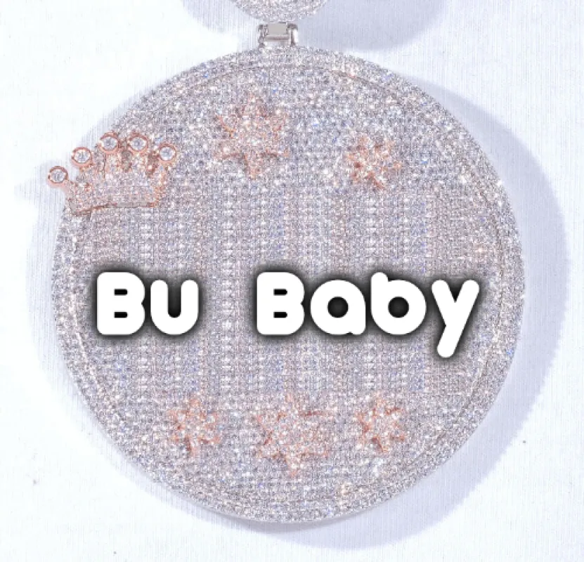 CUSTOM LETTER NECKLACE 3D BIG CROWN DISC sold by The GUU Shop