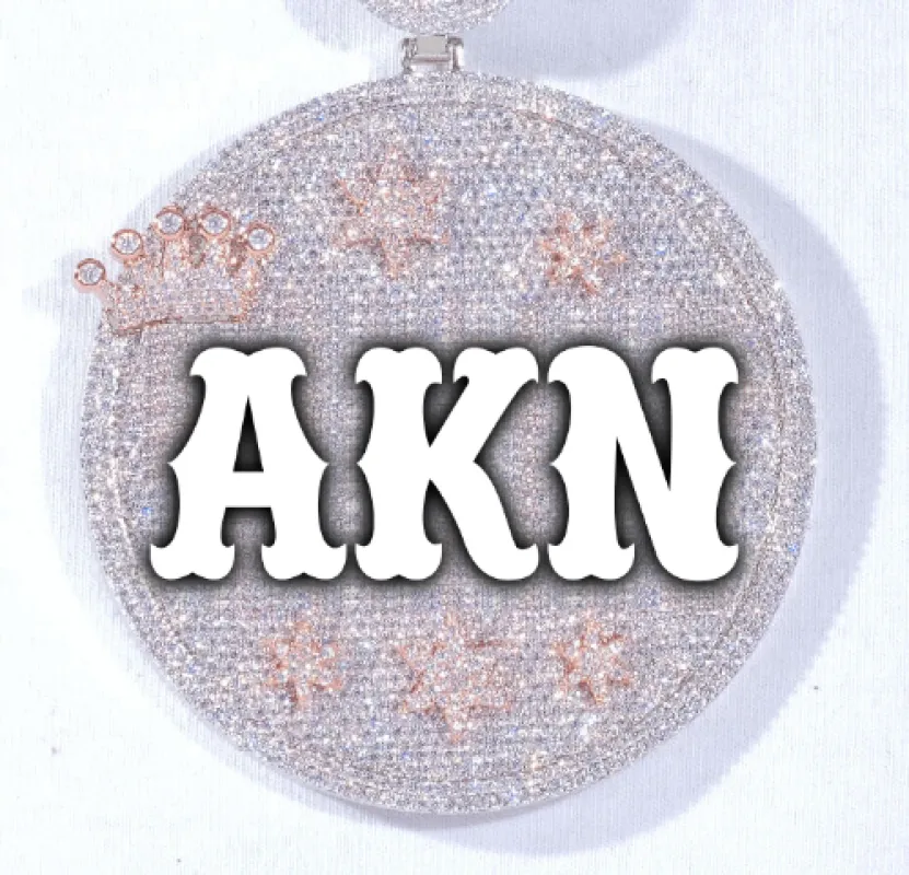 CUSTOM LETTER NECKLACE 3D BIG CROWN DISC sold by The GUU Shop