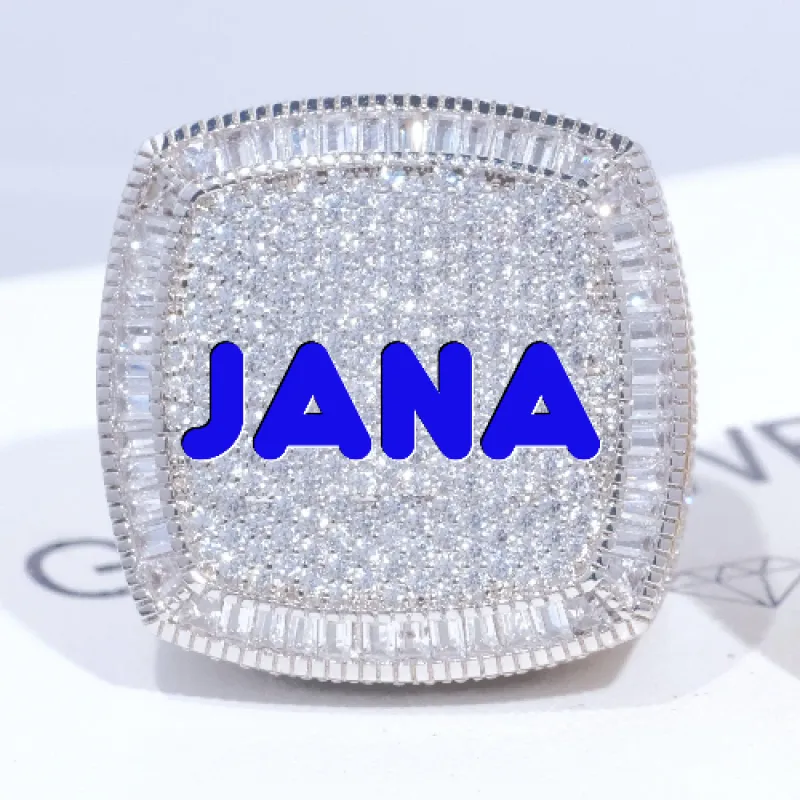 CUSTOM LETTER 3D ICED RING sold by The GUU Shop