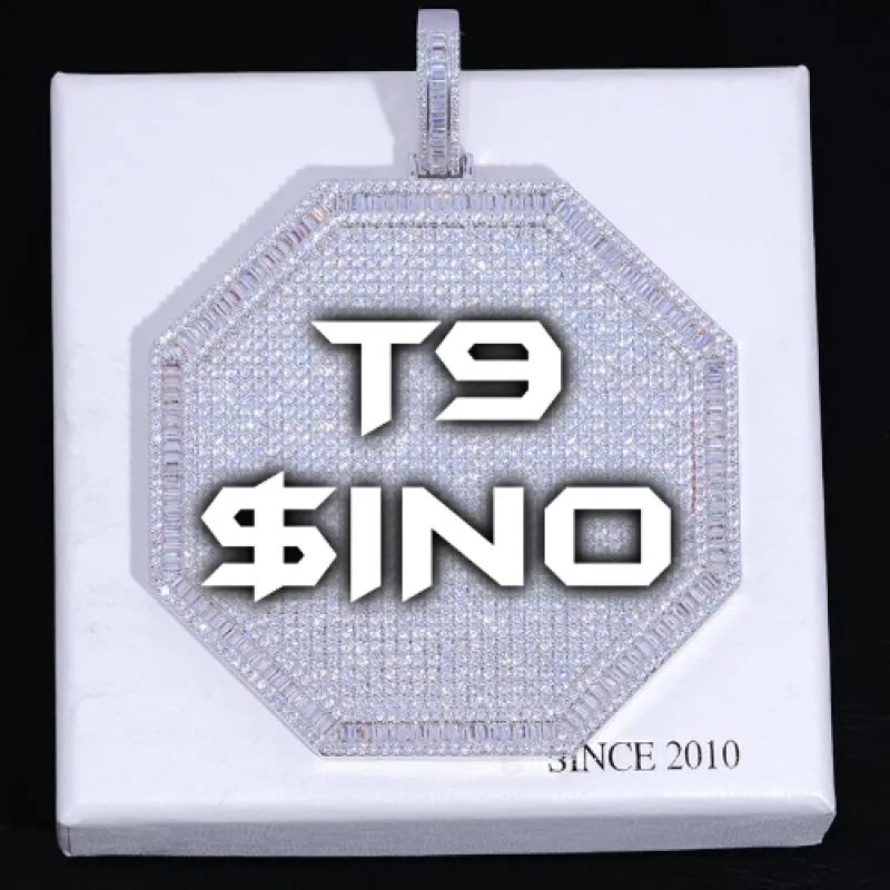 CUSTOM LETTER NECKLACE 3D BIG OCTAGON sold by The GUU Shop