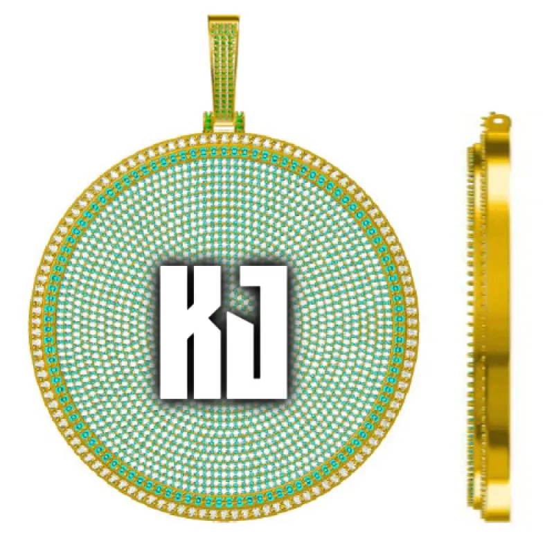 CUSTOM LETTER NECKLACE 3D BIG DISC sold by The GUU Shop