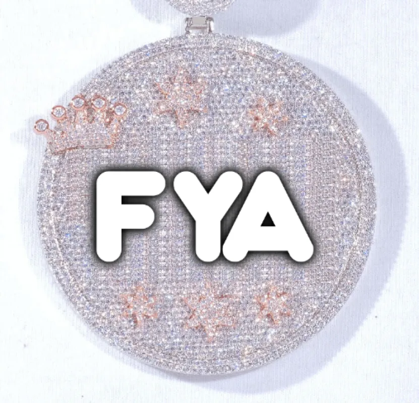 CUSTOM LETTER NECKLACE 3D BIG CROWN DISC sold by The GUU Shop