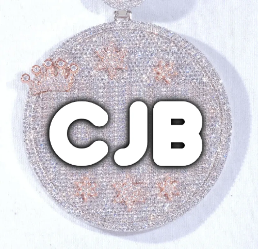 CUSTOM LETTER NECKLACE 3D BIG CROWN DISC sold by The GUU Shop