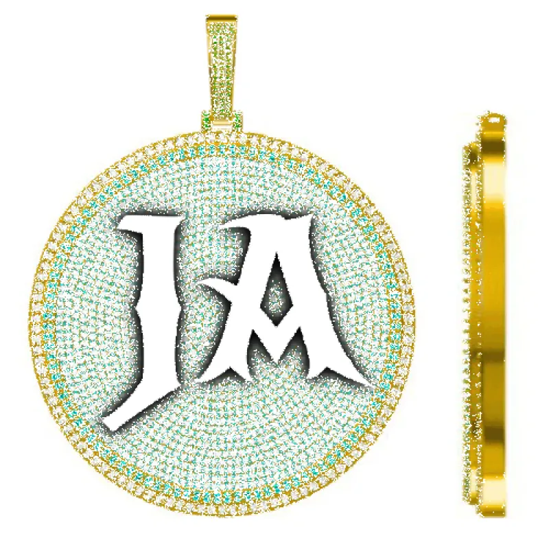 CUSTOM LETTER NECKLACE 3D BIG DISC sold by The GUU Shop