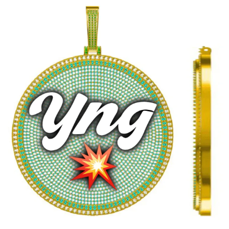 CUSTOM LETTER NECKLACE 3D BIG DISC sold by The GUU Shop