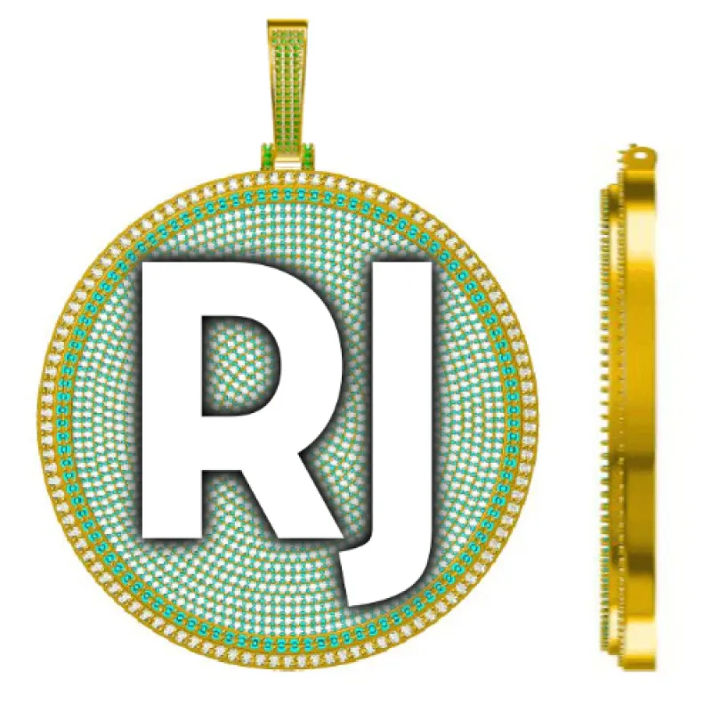CUSTOM LETTER NECKLACE 3D BIG DISC sold by The GUU Shop