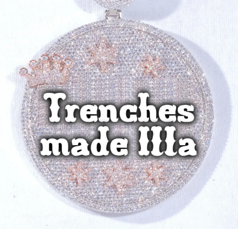 CUSTOM LETTER NECKLACE 3D BIG CROWN DISC sold by The GUU Shop