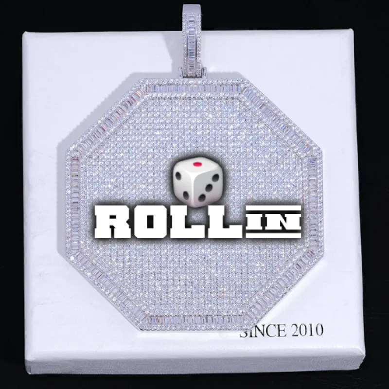 CUSTOM LETTER NECKLACE 3D BIG OCTAGON sold by The GUU Shop