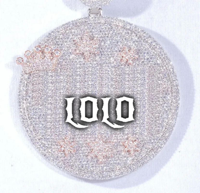 CUSTOM LETTER NECKLACE 3D BIG CROWN DISC sold by The GUU Shop