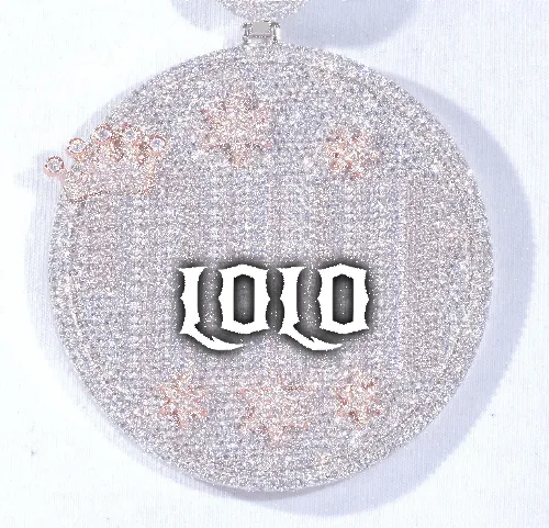 CUSTOM LETTER NECKLACE 3D BIG CROWN DISC sold by The GUU Shop