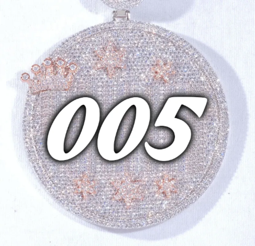 CUSTOM LETTER NECKLACE 3D BIG CROWN DISC sold by The GUU Shop