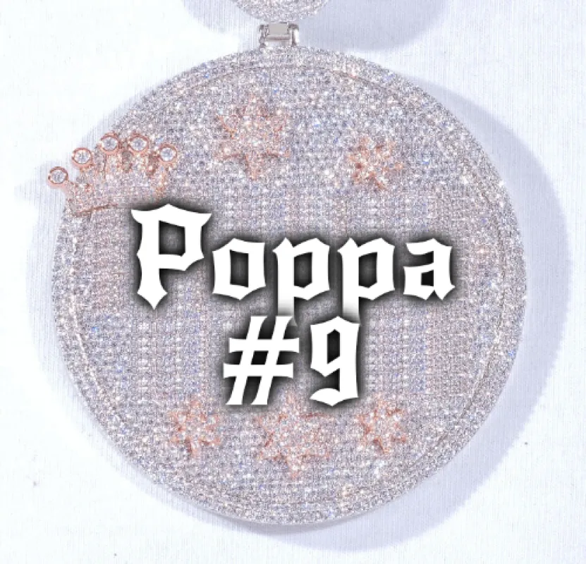 CUSTOM LETTER NECKLACE 3D BIG CROWN DISC sold by The GUU Shop