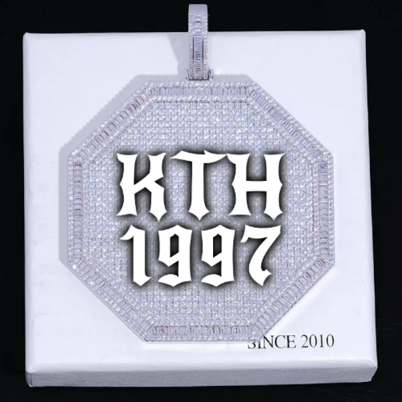 CUSTOM LETTER NECKLACE 3D BIG OCTAGON sold by The GUU Shop