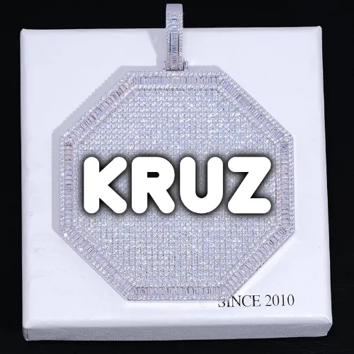 CUSTOM LETTER NECKLACE 3D BIG OCTAGON sold by The GUU Shop